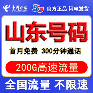 山东济南青岛淄博枣庄东营烟台潍坊电信流量卡手机卡电话卡电信卡