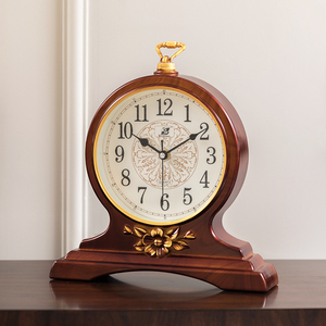 客厅台钟大钟面非实木静音座钟表复古典欧式玄关酒柜桌面摆件时钟