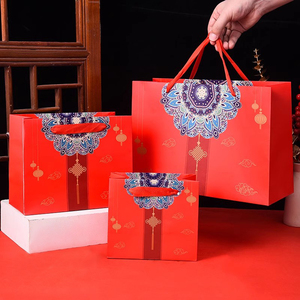 手提袋礼品袋包装袋新年春节元旦红色大号礼物纸袋高级中国风高档