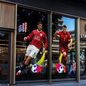 世界杯门贴酒吧KTV足球主题装饰宣传布置装扮玻璃贴窗贴静电贴