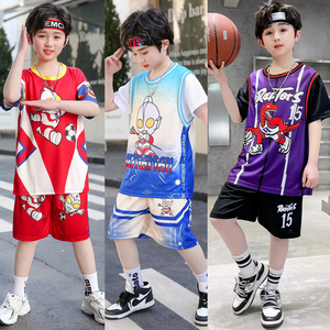 儿童奥特曼套装篮球服男女童大中小学表演短袖运动休闲时尚帅气夏