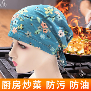 韩版防油烟帽厨师帽子女厨房家用做饭炒菜食品工作包头发餐饮卫生