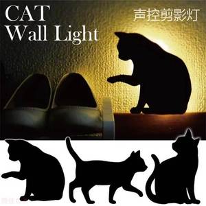 LED影子灯LED投影灯星空灯猫咪壁灯动物灯猫灯声光控小夜灯剪影灯