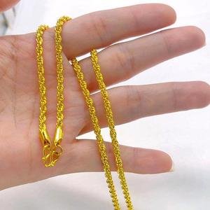 沙金项链女3D镀金饰品黄金色单链子不含坠久不掉色首饰越南纯金色