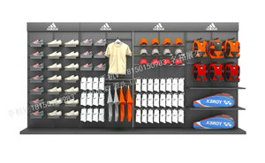 阿迪运动鞋货架 运动服装展示架 帽子展柜 袜子护具网球拍陈列墙