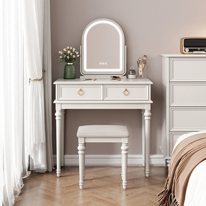 美式复古实木梳妆台法式2024新款化妆台小户型卧室白色简约化妆桌