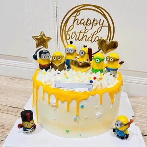 小黄人蛋糕装饰摆件大眼萌神偷奶爸烘焙插件儿童生日派对装扮配件