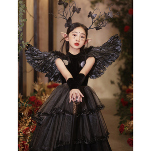 万圣节儿童服装女童cosplay女巫恶魔小女孩派对角色扮演演出服秋