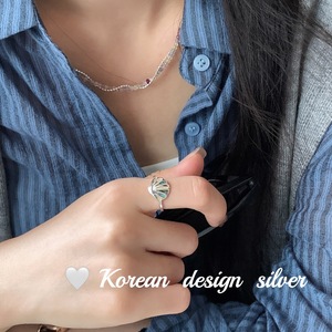 韩国小众网红同款 S295纯银七彩贝壳戒指 级感设计开口指环女