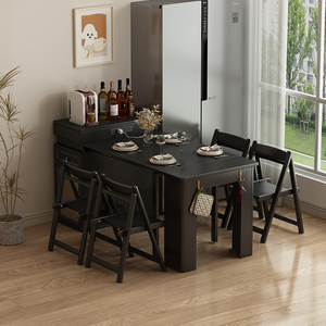 法式复古高级岛台餐桌一体家用可伸缩小户型厨房抽拉折叠餐桌椅子