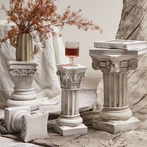 欧式复古罗马柱摆件展示台底座怀旧模型雕塑花园装饰婚庆拍摄道具