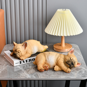 北欧可爱小狗狗摆件创意法斗客厅书柜卧室桌面装饰品仿真动物模型