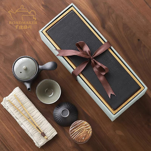 罗德梅科日式功夫茶具和风铁锈釉一壶两杯家用黑陶下午茶套装礼盒