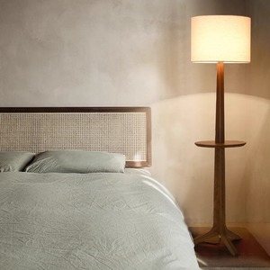 落地灯新中式胡桃木色客厅沙发灯实木个性艺术卧室床头装饰台灯