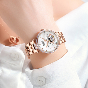 新款瑞士正品牌浪琴女士手表女机械表精钢超薄镂空防水气质腕表