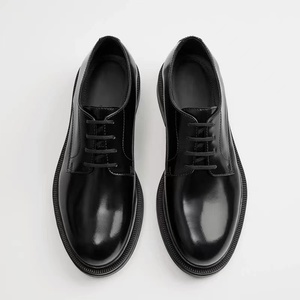 WALK ZARA 新款男鞋黑色英伦风复古男士通勤真皮百搭商务正装皮鞋