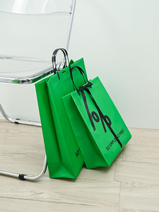 复古绿服装手提袋定制高档PVC礼品包装购物袋男女装店手衣服袋子