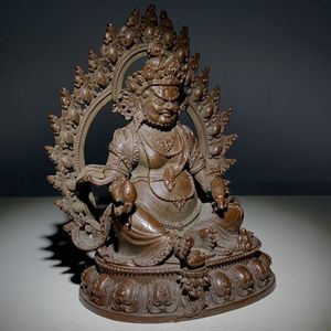 古董老物件黄财神小摆件旧货老铜器古玩真品包老包真收藏品 370克