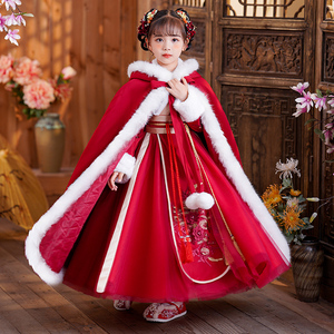 绝美汉服女童冬季款过新年儿童古装秋冬装唐朝公主国风高级拜年服