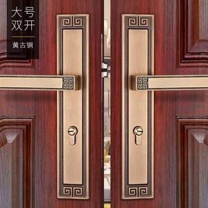 新中式门锁房间磁吸静音卧室实木门锁具仿古双开门子母入户大门锁
