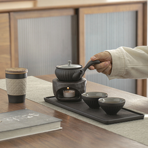 日式和风铁锈釉功夫茶具创意简约送礼整套茶具礼盒侧把壶酒店茶壶
