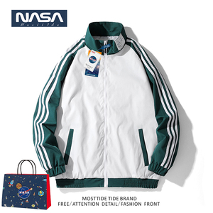 NASA联名春秋季新款潮流百搭休闲学生夹克撞色拼接潮港风宽松衣服