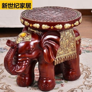 欧式门口大象凳子换鞋凳客厅家居饰品仿实木红木树脂大象中式摆件