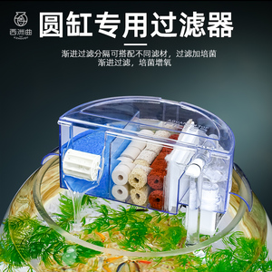 圆形鱼缸过滤器净水循环三合一内置小型水族箱过滤系统增氧泵静音