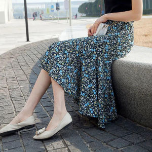 Women's floral chiffon half length skirt女式碎花雪纺半身长裙