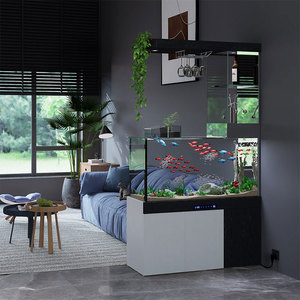 鱼缸客厅2024新款小型玻璃缸生态底滤古法电视柜旁定制家用水族箱