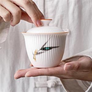 博为(BW) 博为 青竹轩菱纹旅行茶具便携式盖碗茶杯家用功夫茶具套