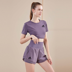 阿迪 达斯普拉提瑜伽服女夏季薄款健身衣网球裙裤速干衣运动套装