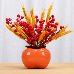 创意柿子花瓶摆件客厅招财麦穗插花装饰品酒柜玄关干花花瓶摆件
