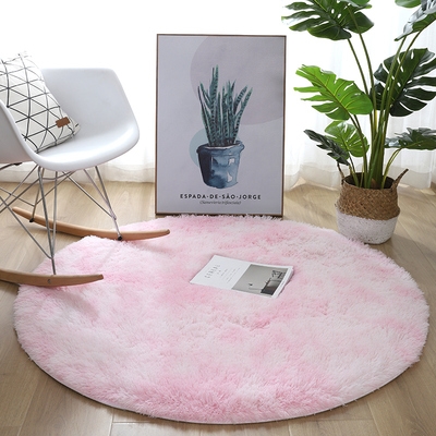 粉色圆形地毯吊篮吊椅垫子儿童书桌电脑转椅垫客厅卧室网红床边毯