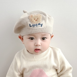 1-6岁儿童贝雷帽女童帽子春秋冬保暖韩版黑色格子宝宝帽婴儿八角