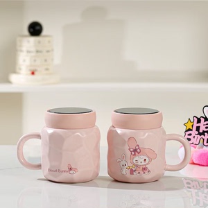 新品儿童陶瓷杯粉色少女心镜面杯家用办公马克杯女可爱小众设计感