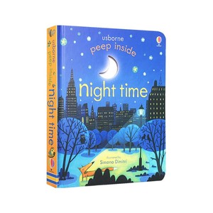 进口英文原版 Usborne Peep Inside Night time 偷偷看里面系列 夜晚 洞洞书 儿童启蒙纸板机关翻翻书 边玩边学 尤斯伯恩 现货