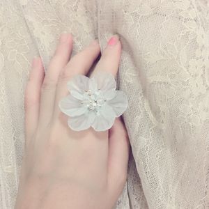 韩国超仙手作淑女气质透明花瓣花朵开口戒指女韩版甜美指环气质