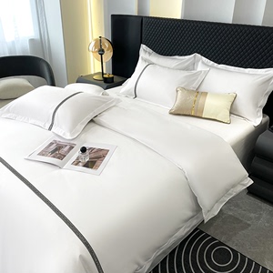 纯色酒店宾馆民宿床上用品四件套床单被套枕套被子枕芯床笠床单款