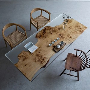 树脂河流桌面板环氧海洋茶桌子茶几海浪大板实木原木茶台北欧餐桌