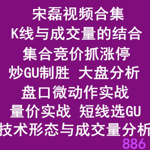 886宋磊K线与成交量大盘分析视频集合竞价抓涨停盘口微动量价短线