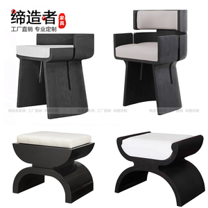 新中式实木沙发凳客凳酒店会所设计师创意茶凳茶楼民宿矮凳梳妆凳