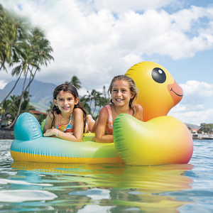 水上充气玩具小黄鸭儿童游泳圈成人网红火烈鸟坐骑泳池冲浪浮排床