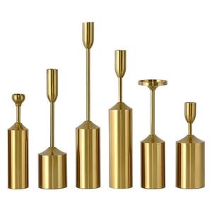 欧式金色蜡烛台摆件金属六件套客厅餐桌房间软装饰品美式奢华香薰
