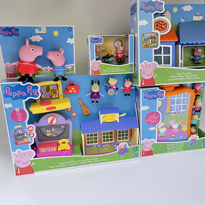 出口正版粉红小猪乔治佩奇人偶公仔校园生活场景过家家玩具礼盒