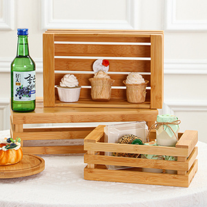 面包木框展示架托盘木质甜品盒森系蛋糕茶歇摆台架子木箱收纳木篮