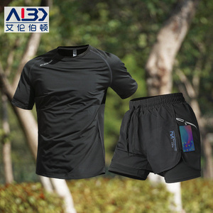 健身衣服男马拉松跑步专用训练套装夏季速干短袖短裤运动冰丝装备