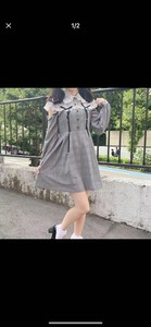 rojita日系地雷系量产显高显瘦可爱甜美露肩格子蕾丝3033连衣裙。