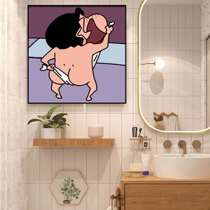 卫生间免打孔挂画厕所浴室装饰画客厅卧室卡通动漫小清新治愈壁画