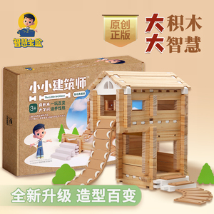 智慧宝盒榫卯积木玩具小小建筑师培养专注力想象力环保天然实木款